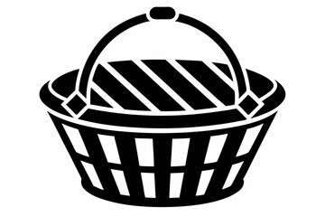 basket silhouette line art vector illustration