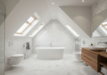 Bright Marble Attic Bathroom
