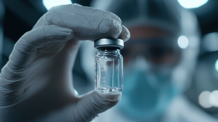 A medical professional holds a glass vial, emphasizing safety and precision in vaccination processes.