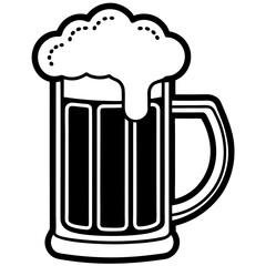 bier krug silhouette line art vector illustration