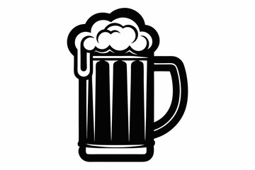 bier krug silhouette line art vector illustration