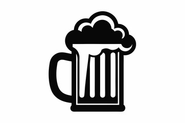 bier krug silhouette line art vector illustration