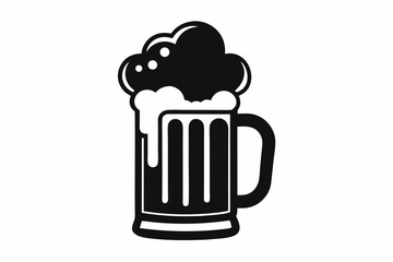 bier krug silhouette line art vector illustration