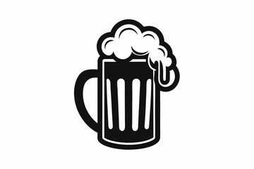bier krug silhouette line art vector illustration