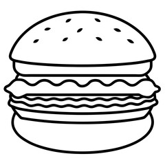 burger silhouette line art vector illustration