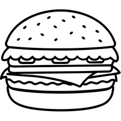 burger silhouette line art vector illustration