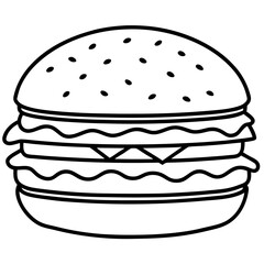 burger silhouette line art vector illustration