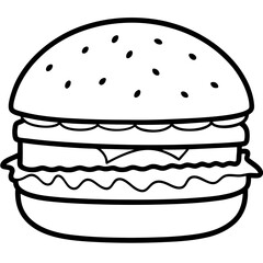 burger silhouette line art vector illustration