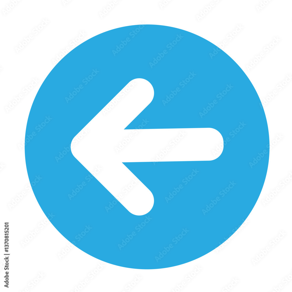 Poster left right or back arrow icon blue, minimalistic blue round right arrow icon on white background. mo