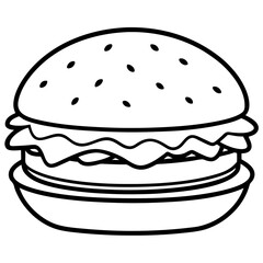 burger silhouette line art vector illustration