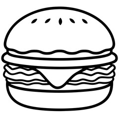 burger silhouette line art vector illustration