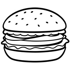 burger silhouette line art vector illustration