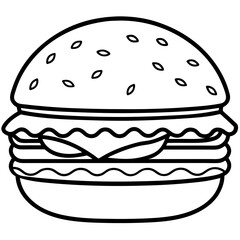 burger silhouette line art vector illustration