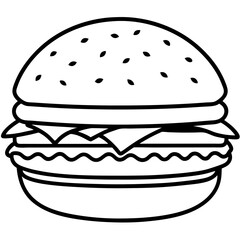 burger silhouette line art vector illustration