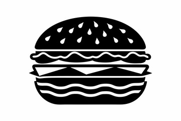 burger silhouette line art vector illustration