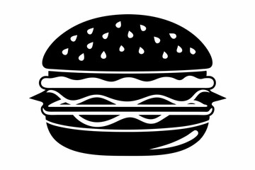burger silhouette line art vector illustration