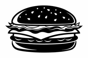 burger silhouette line art vector illustration