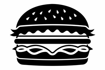 burger silhouette line art vector illustration