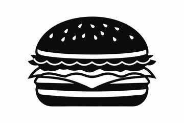 burger silhouette line art vector illustration