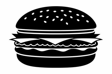 burger silhouette line art vector illustration