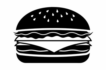 burger silhouette line art vector illustration