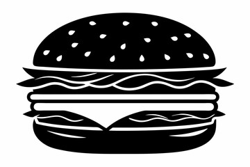 burger silhouette line art vector illustration