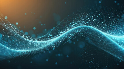 background design showcasing a dynamic wave of moving particles, advanced technology big data and high-tech aesthetic.