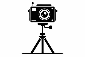 Obraz premium camera stand silhouette line art vector illustration