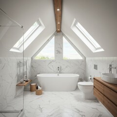 Bright Marble Attic Bathroom