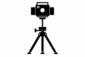 camera stand silhouette line art vector illustration