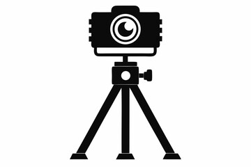 camera stand silhouette line art vector illustration