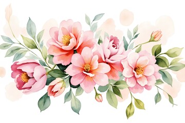 Fototapeta premium watercolor bouquet of pink flowers