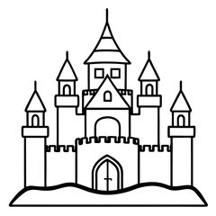 Fototapeta premium castle silhouette line art vector illustration