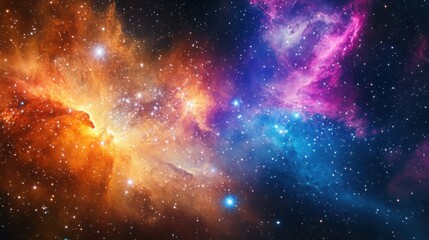 Obraz premium Colorful Cosmic Nebula with Stars in Deep Space Background