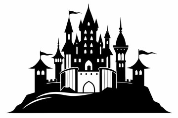 Obraz premium castle silhouette line art vector illustration