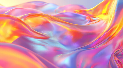 Ethereal flowing holographic fabric in the sunset. iridescent mirage. illustration. Opalescent Mirage. Illustration