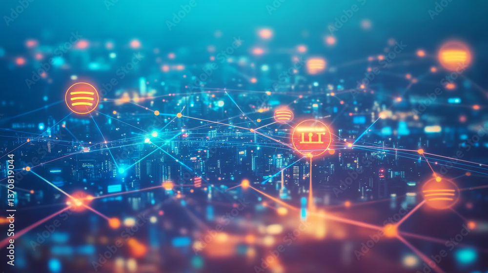 Poster internet of things(iot) concept. iot design.global network connection. communication technology and 