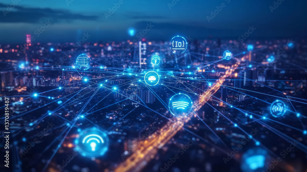 Poster internet of things(iot) concept. iot design.global network connection. communication technology and 