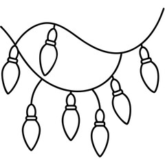christmas lights silhouette line art vector illustration
