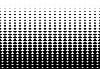 Geometric pattern of black diamonds on a white background.Seamless in one direction.Option with an Average fade out.Transition in black