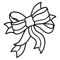 christmas ribbon silhouette line art vector illustration