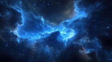 Fototapeta premium Stunning Cosmic Scene of Blue Nebula with Stars and Clouds