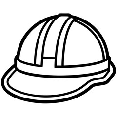 construction helmet silhouette line art vector illustration