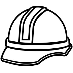 construction helmet silhouette line art vector illustration