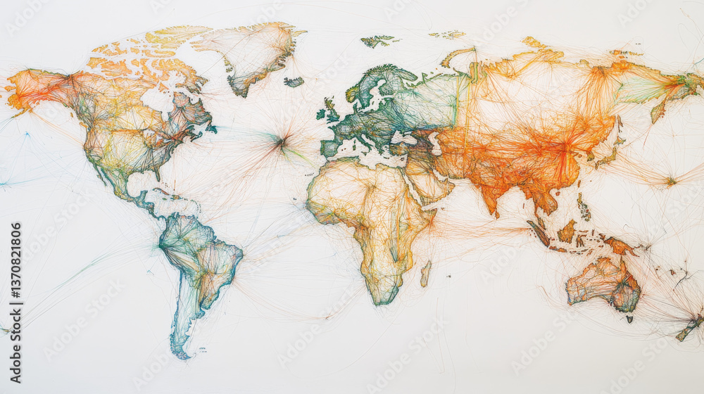 Aufkleber global connection network background. world map. internet technology concept or global communication