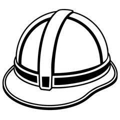 construction helmet silhouette line art vector illustration