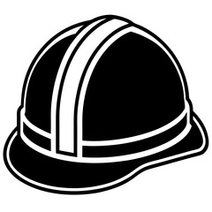 construction helmet silhouette line art vector illustration