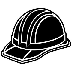 construction helmet silhouette line art vector illustration