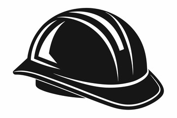 construction helmet silhouette line art vector illustration