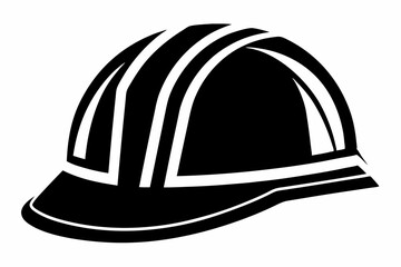 construction helmet silhouette line art vector illustration